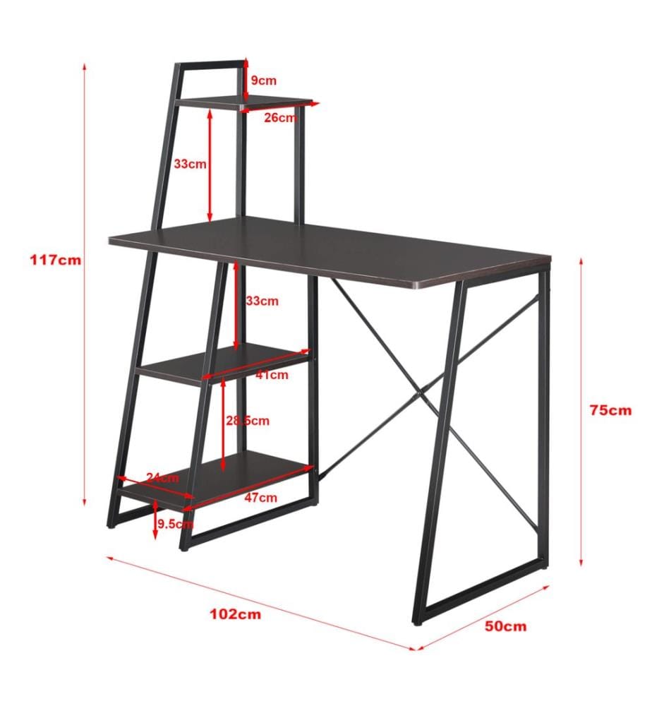 Schreibtisch Aalborg 117x102x50 cm mit Regal 4 Flächen
