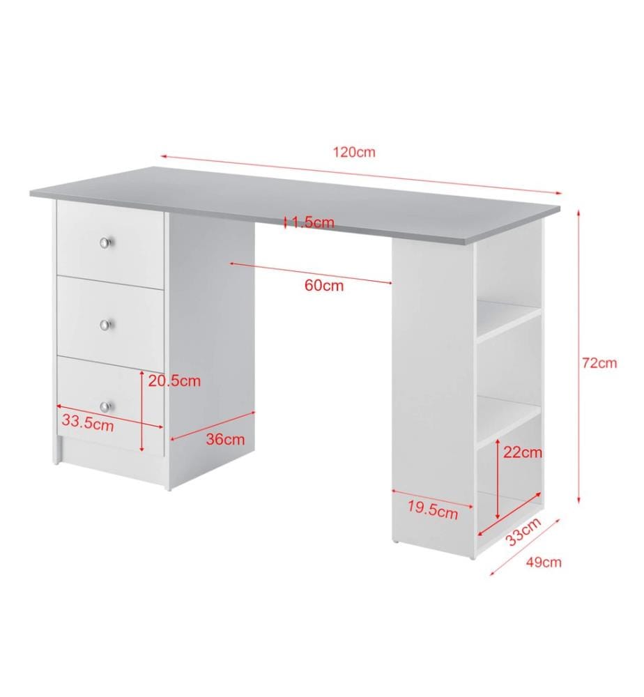 Schreibtisch Lemberg 120x50x72 cm Hellgrau