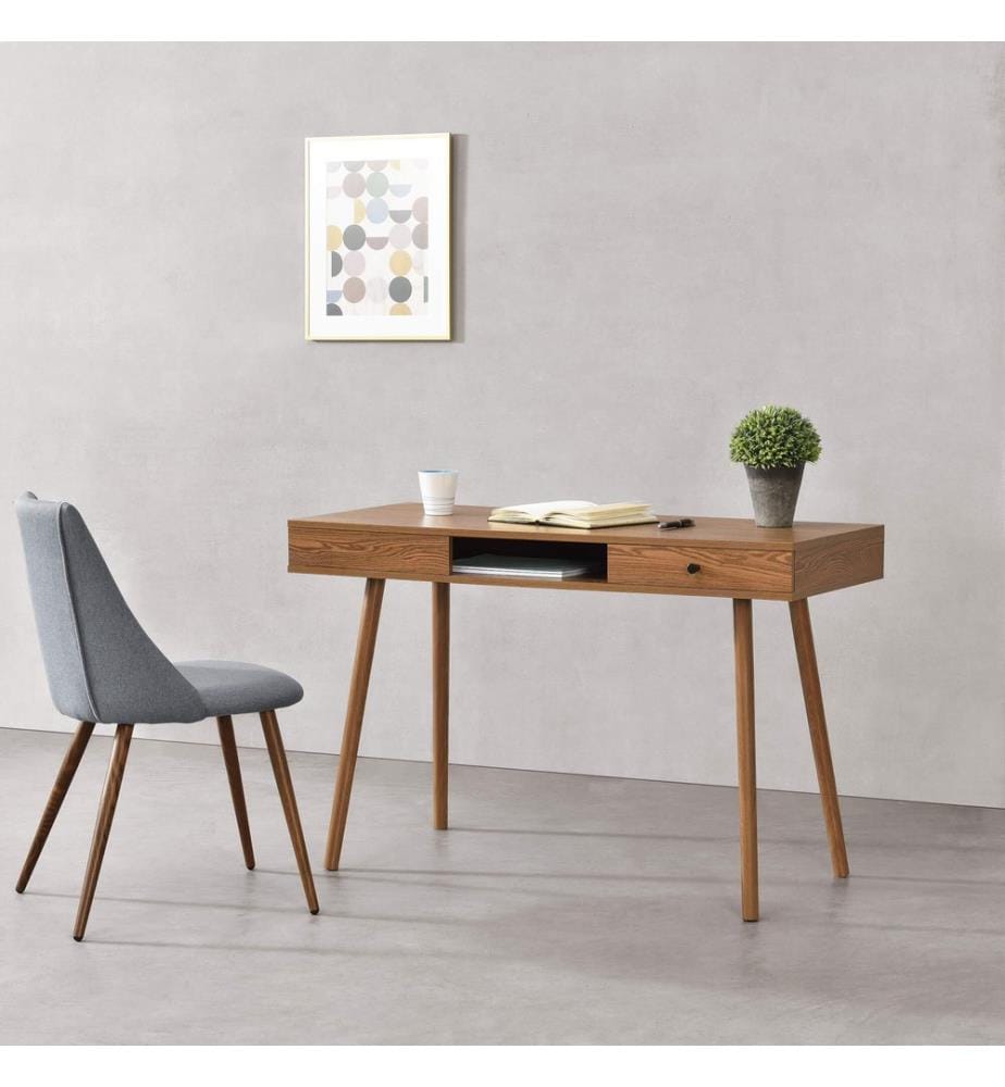 Schreibtisch Habo mit Ablage und Schublade 115x48x74 cm Dunkler Holzton