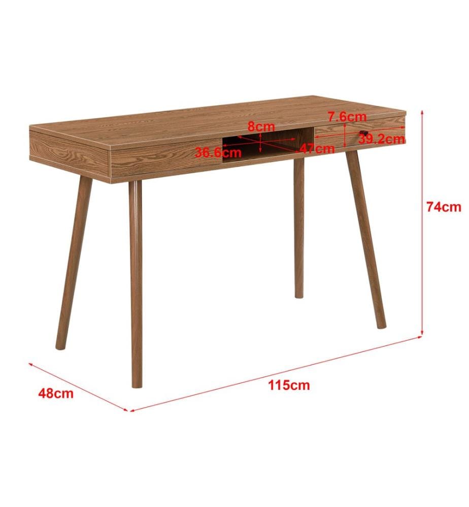 Schreibtisch Habo mit Ablage und Schublade 115x48x74 cm Dunkler Holzton