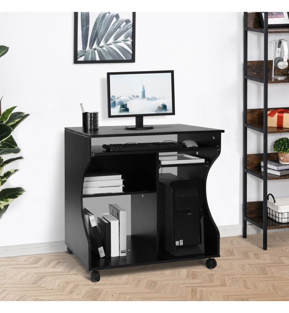 Scrivania per computer, scrivania da ufficio con rotelle