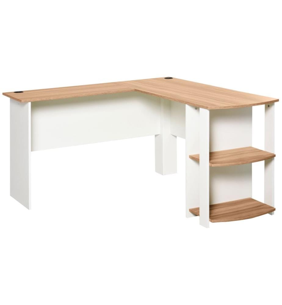 Scrivania angolare 136x130x72 cm con 2 ripiani