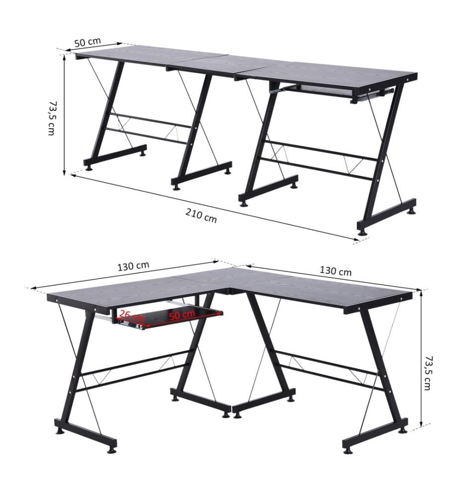 Schreibtisch Flexible Eck-Schreibtisch 210x50x73.5 cm