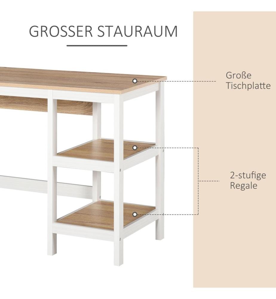 Scrivania con scaffale, scrivania da ufficio, bianco naturale, 110x48x76,2 cm