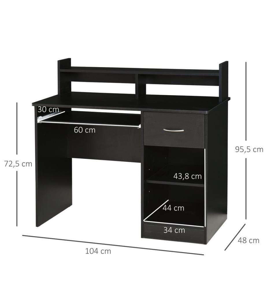 Scrivania per computer da ufficio con cassetto 104x48x95,5 cm