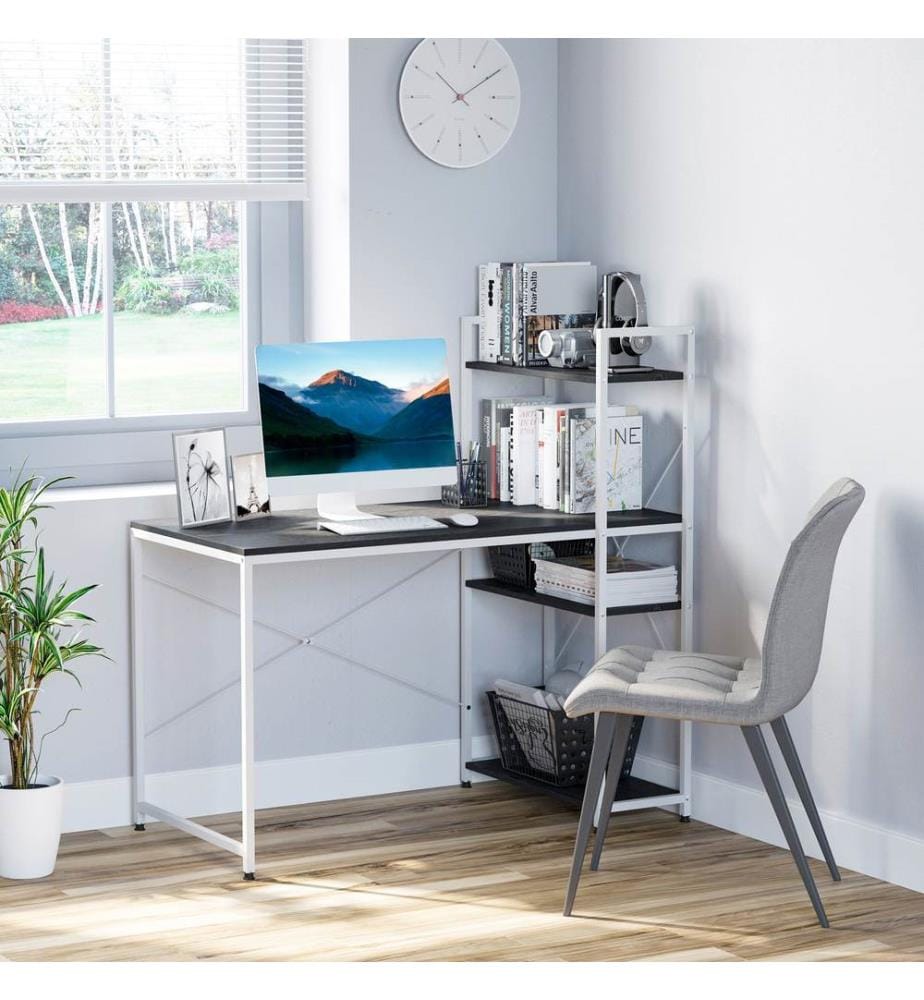 Scrivania, tavolo per computer, tavolo da lavoro con mensola 120x64x121 cm