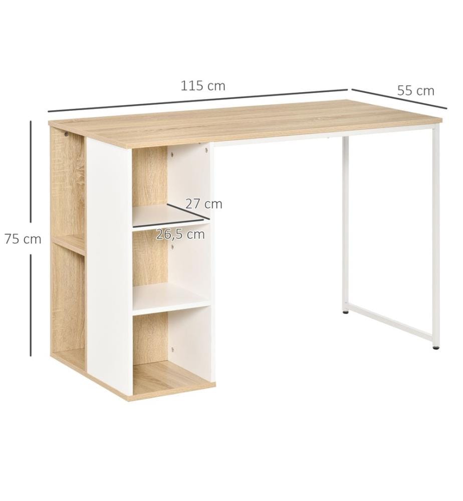 Scrivania con libreria e supporto per computer 115 x 55 x 75 cm