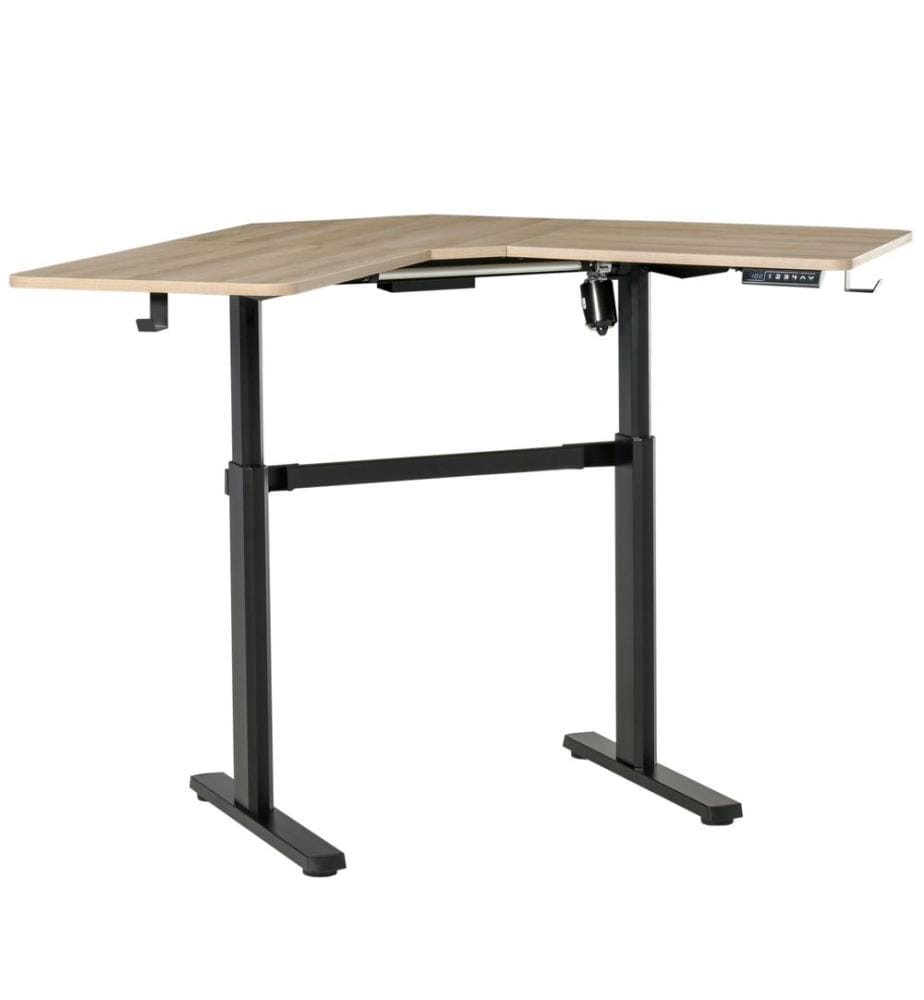 Stehpult Elektrischer Eck-Schreibtisch Natur Weiss 167 cm x 101 cm x 122 cm