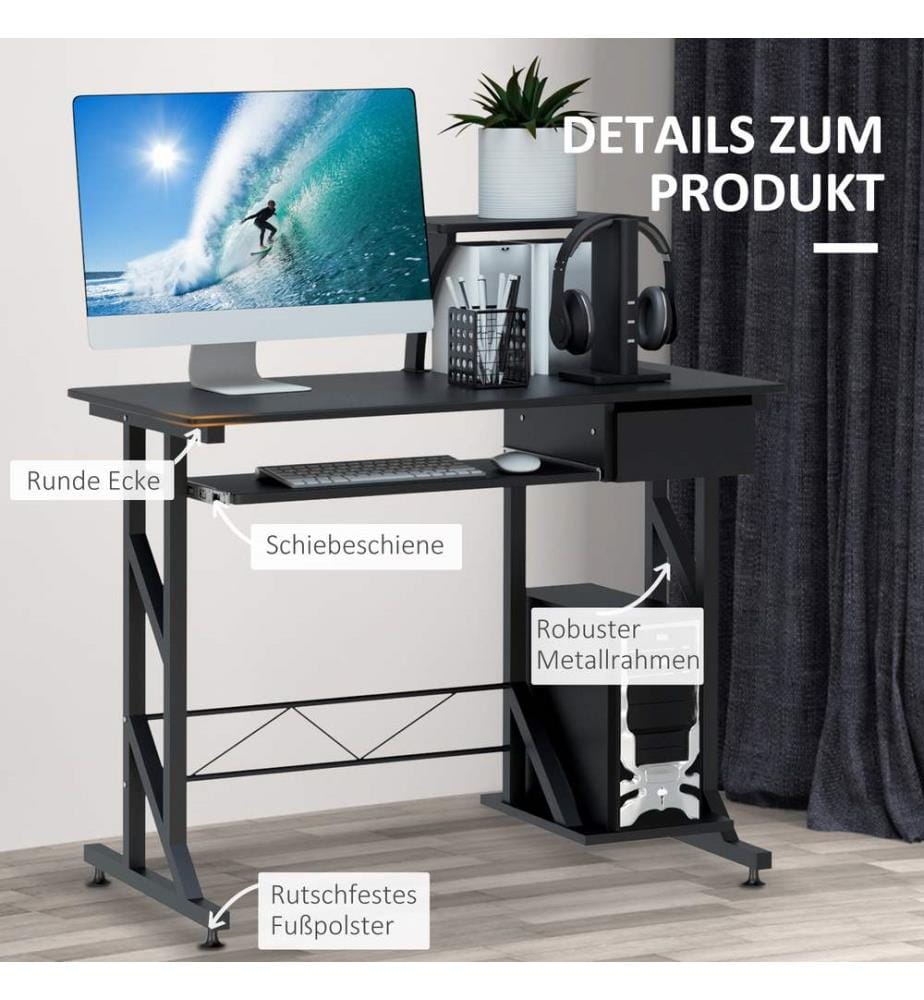 Scrivania per computer con cassetti 90x50x95 cm