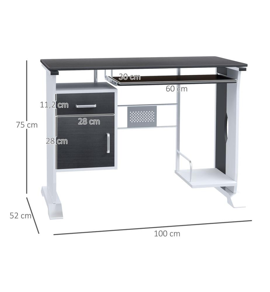 Scrivania per computer con cassetti 100x52x75 cm