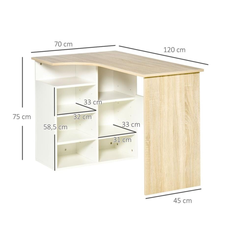 Combinazione angolare per scrivania da computer 120x70x75 cm