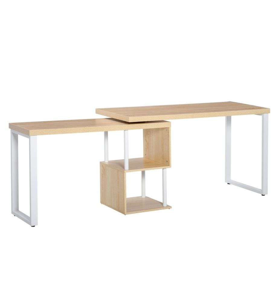 Eckschreibtisch L-Schreibtisch mit Ablagen 360° drehbar 220x55x76 cm