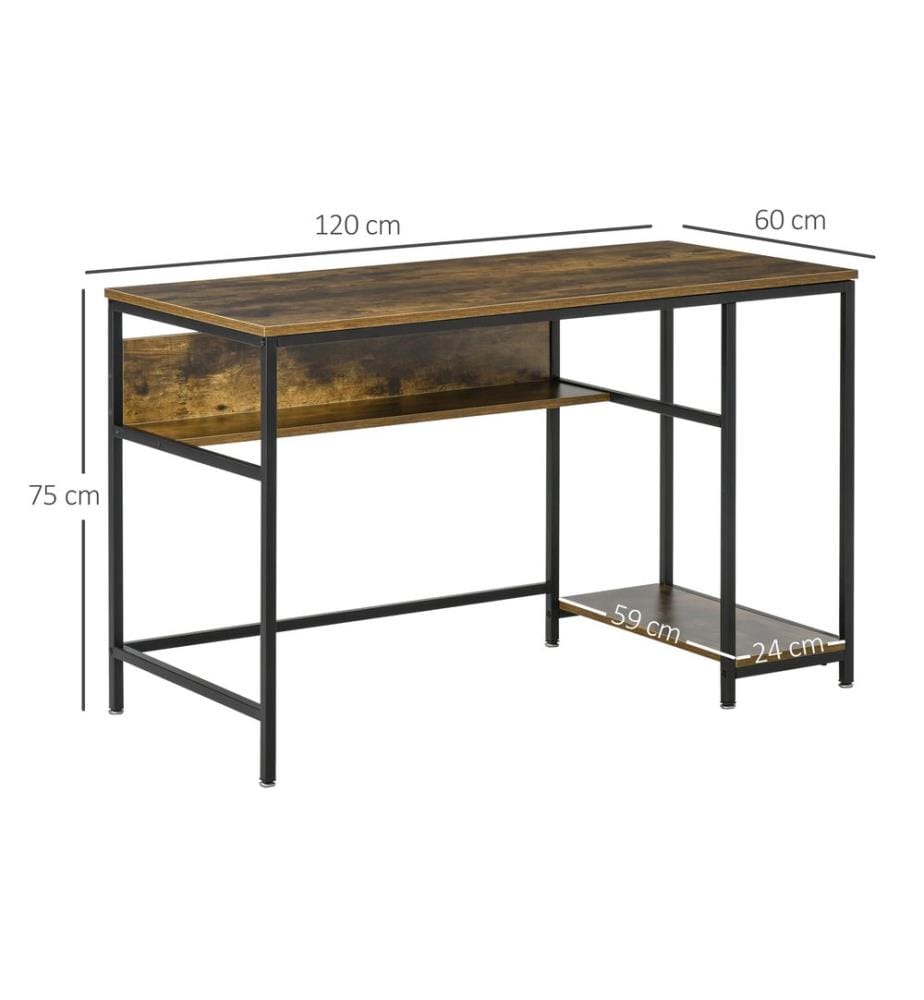 Computertisch Schreibtisch mit Ablagen 120x60x75 cm