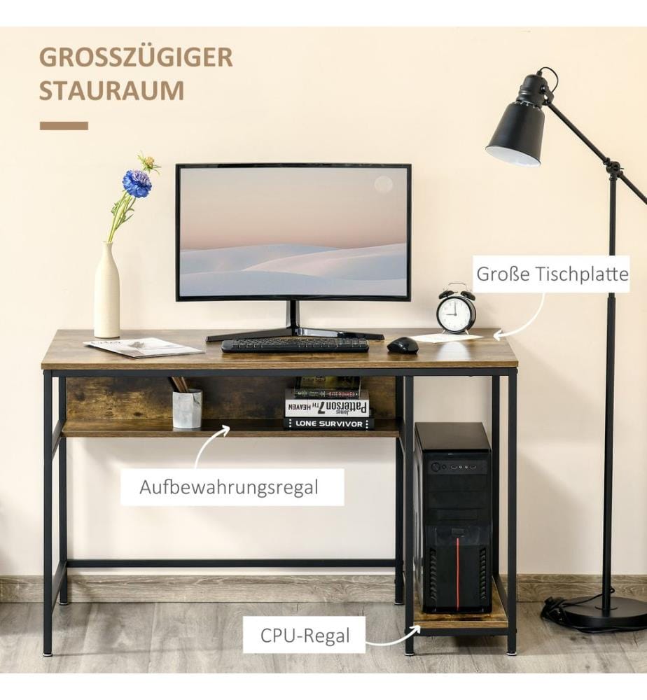 Computertisch Schreibtisch mit Ablagen 120x60x75 cm