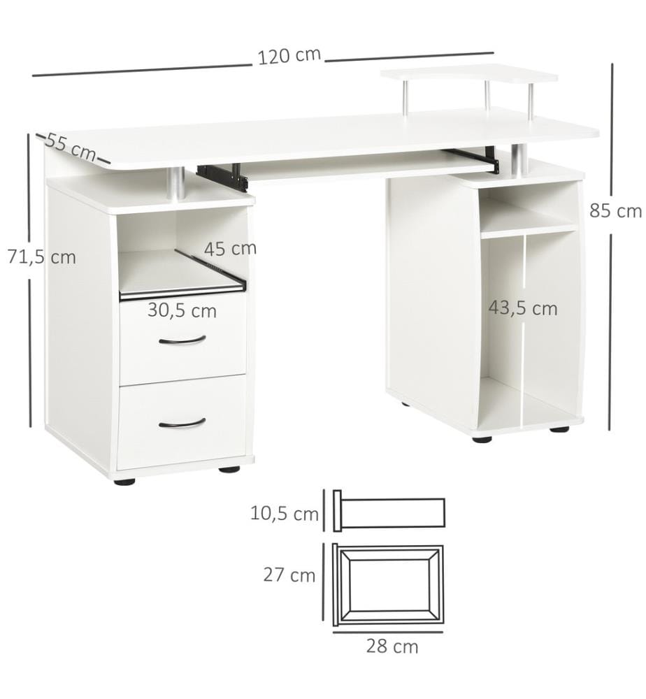 Scrivania per computer 120x55x85 cm
