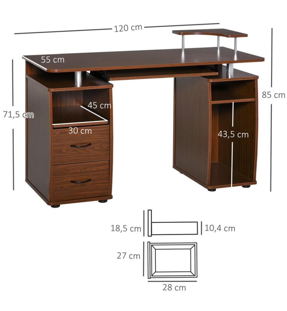 Scrivania per computer 120x55x85 cm
