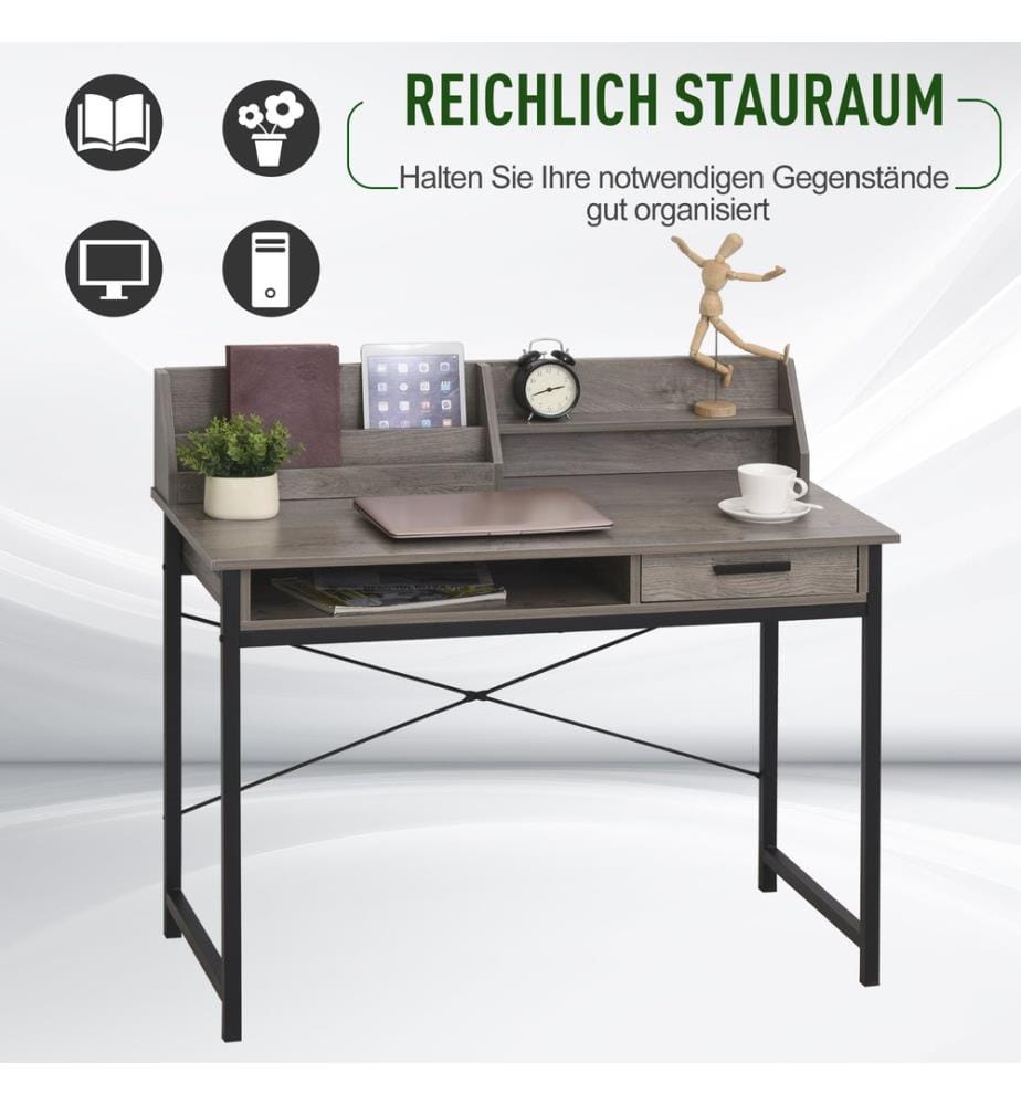 Schreibtisch mit Regal Schublade Computertisch 106x53x95 cm