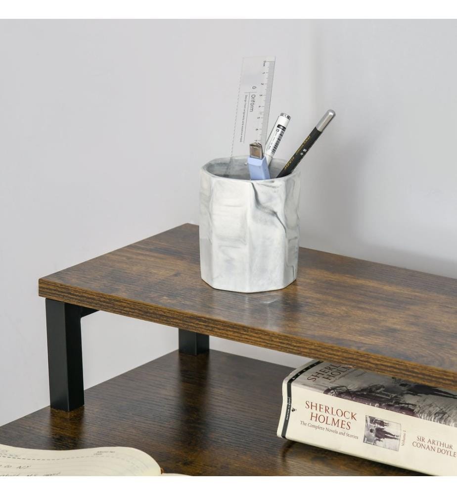 Scrivania per computer con ripiano, stile rustico, marrone, 120x60x85 cm