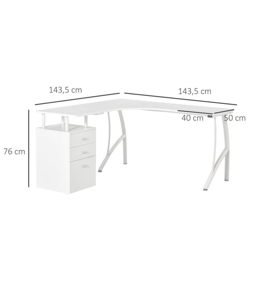 Schreibtisch mit Schubladen Eck-Schreibtisch 143.5x143.5x76 cm