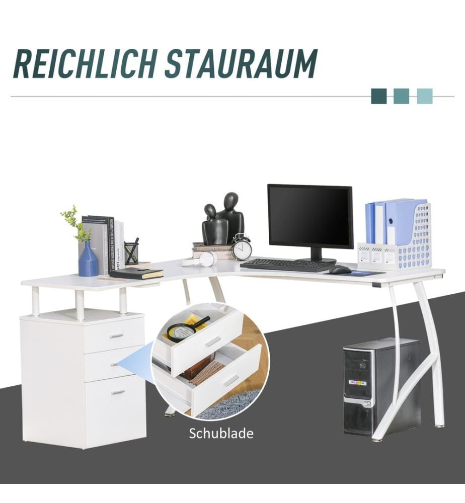 Schreibtisch mit Schubladen Eck-Schreibtisch 143.5x143.5x76 cm