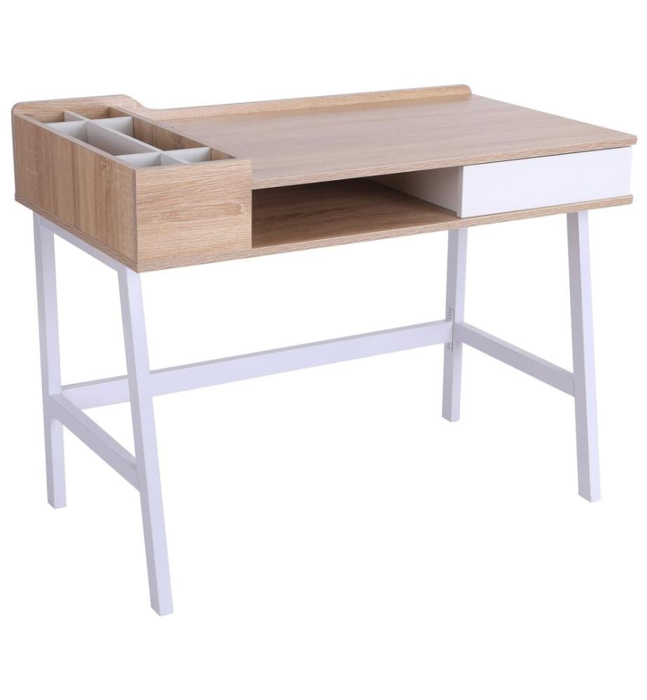 Scrivania per computer, scrivania da ufficio con sei ripiani, 100x55x81,5 cm
