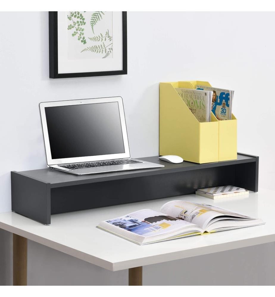 Monitorständer Flensberg 100x27x15 cm Monitorregal Dunkelgrau