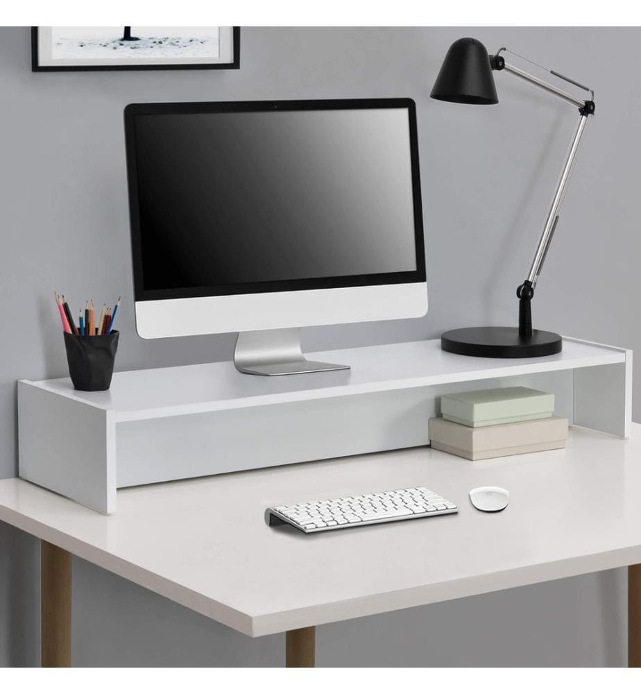 Monitorständer Flensberg 100x27x15 cm Monitorregal Weiss