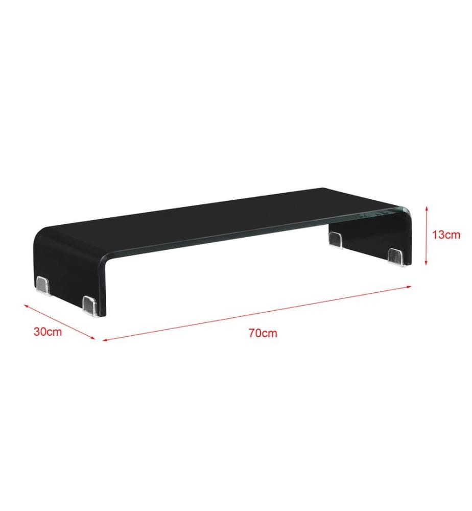 Monitorerhöhung Pretoria 70x30x13 cm Glas Schwarz