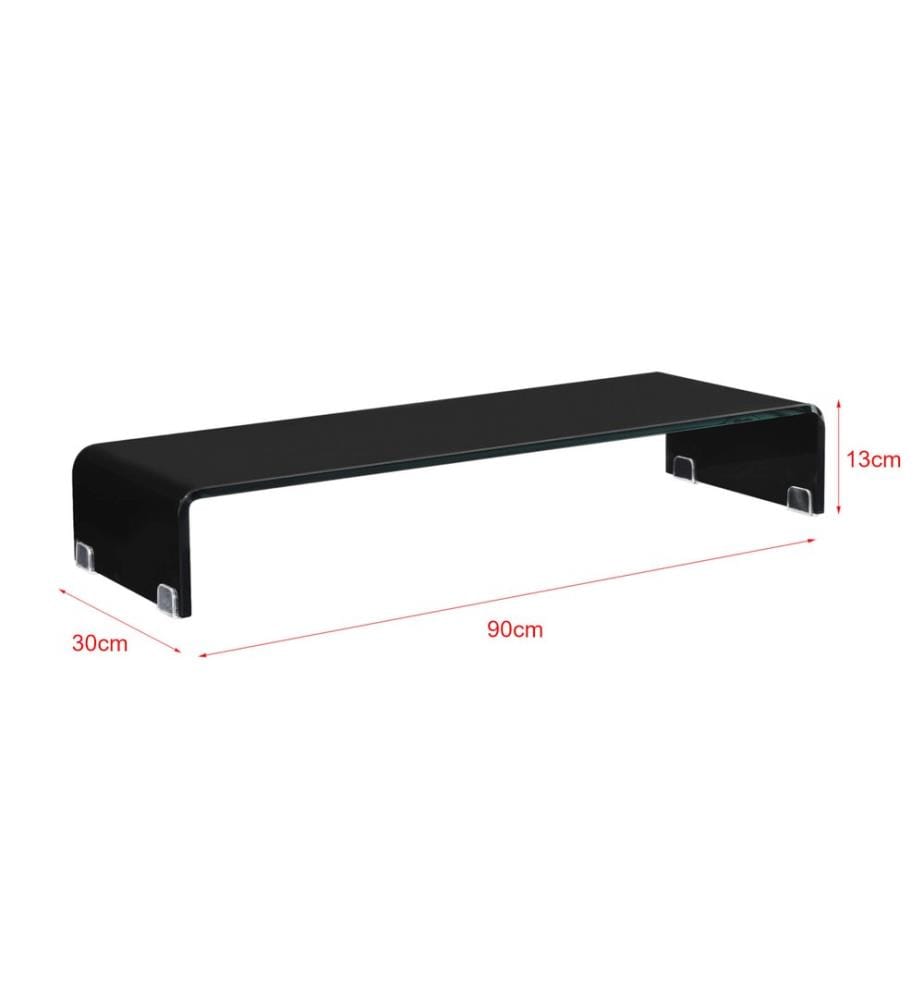 Monitorerhöhung Pretoria 90x30x13 cm Glas Schwarz