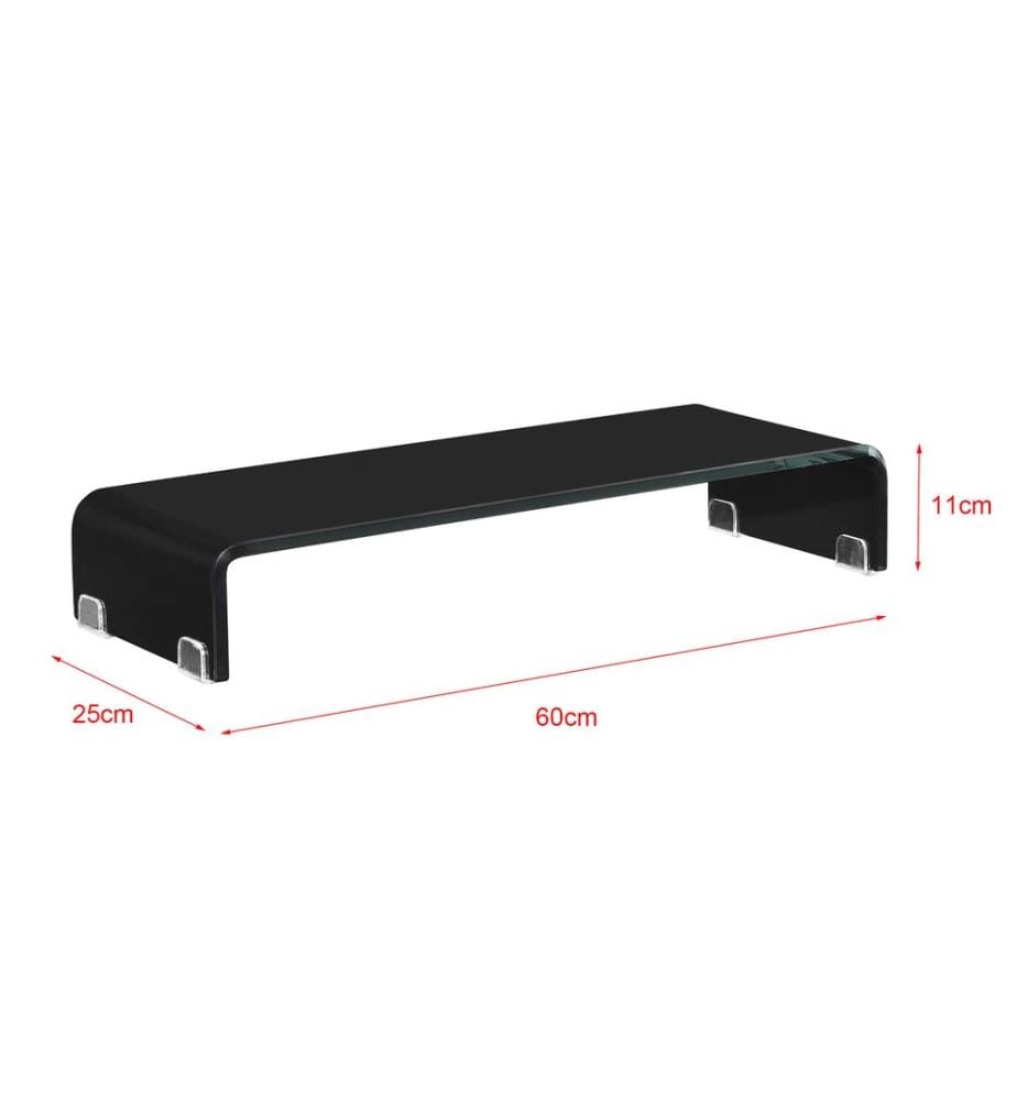 Monitorerhöhung Pretoria 60x25x11 cm Glas Schwarz