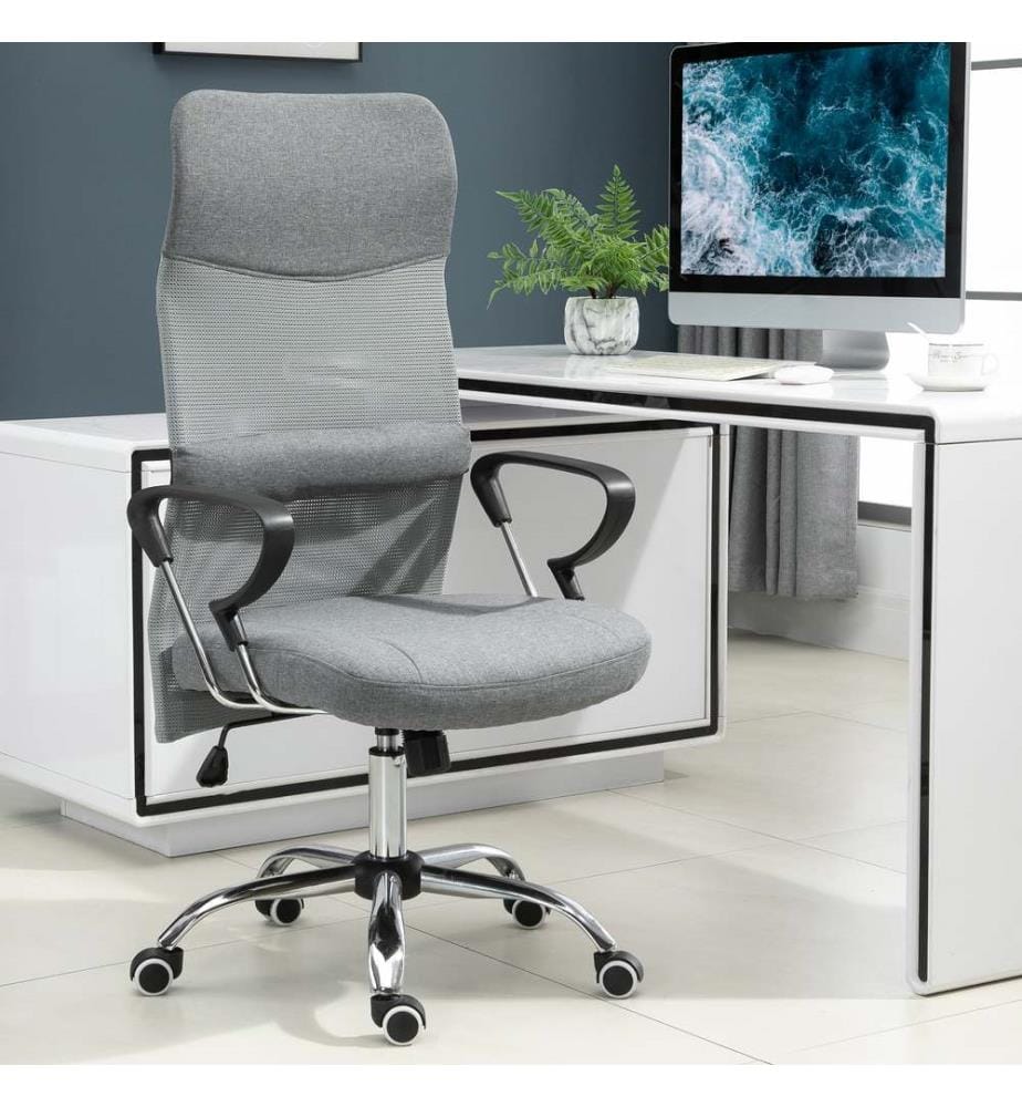 Sedia da ufficio in lino grigio