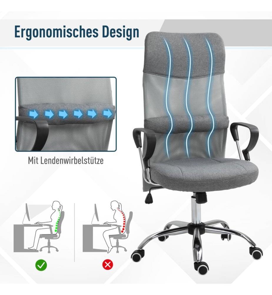 Sedia da ufficio in lino grigio