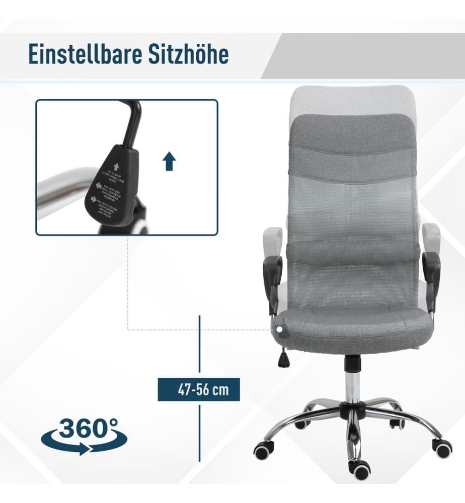 Sedia da ufficio in lino grigio