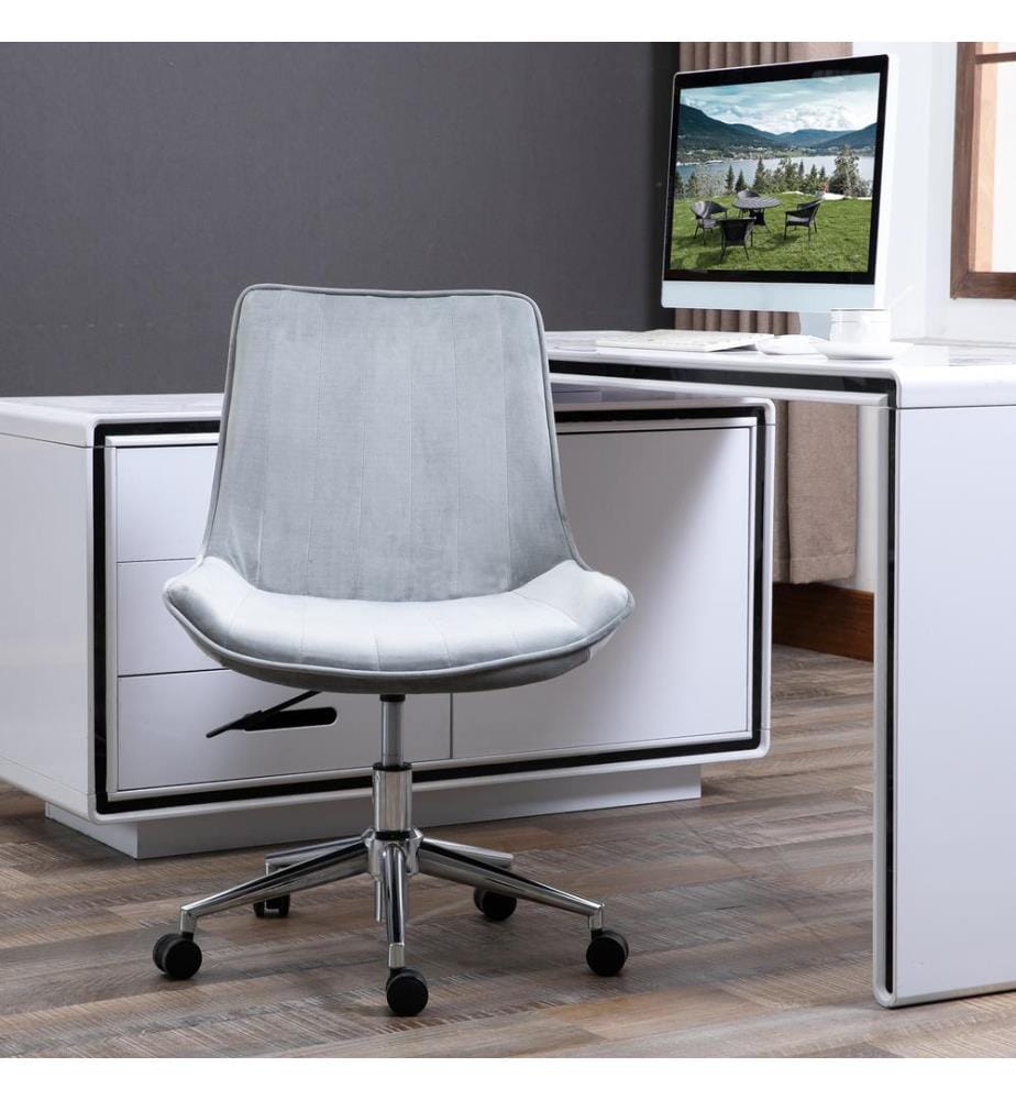Sedia da ufficio, sedia da scrivania, sedia girevole a 360°, rivestimento in velluto