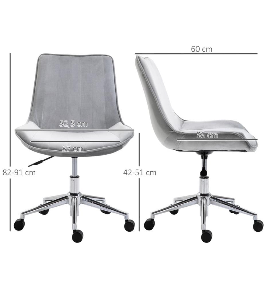 Sedia da ufficio, sedia da scrivania, sedia girevole a 360°, rivestimento in velluto