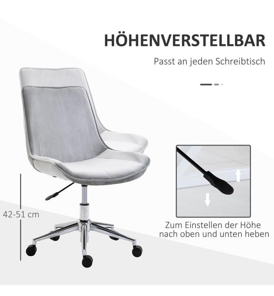 Sedia da ufficio, sedia da scrivania, sedia girevole a 360°, rivestimento in velluto