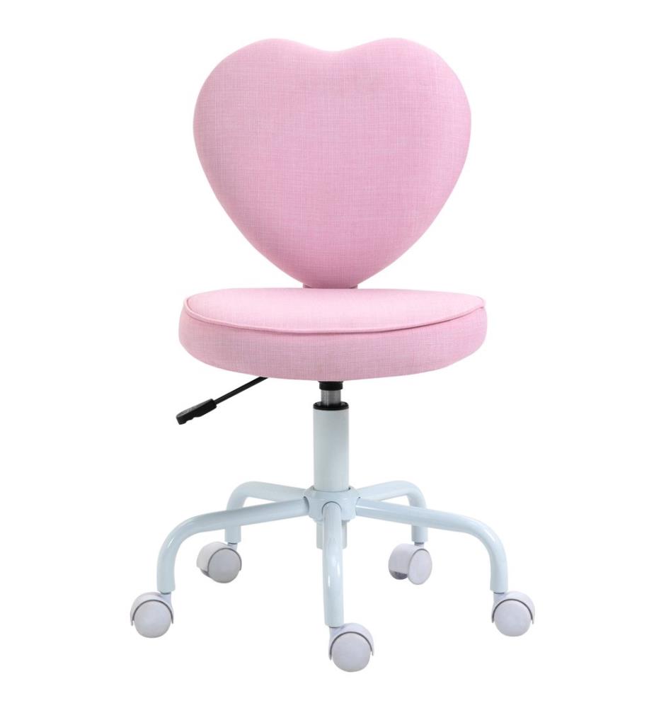 Bürostuhl Herzform Stoffbezug rosa