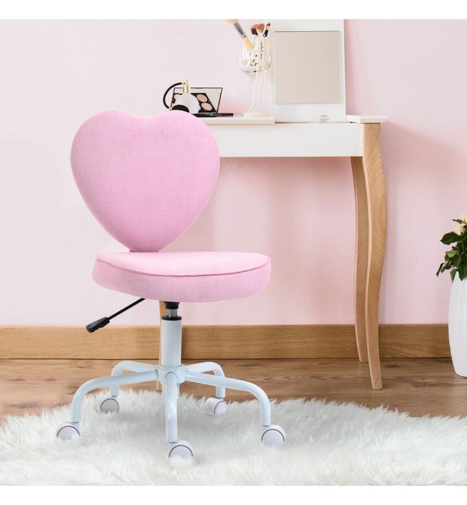 Bürostuhl Herzform Stoffbezug rosa
