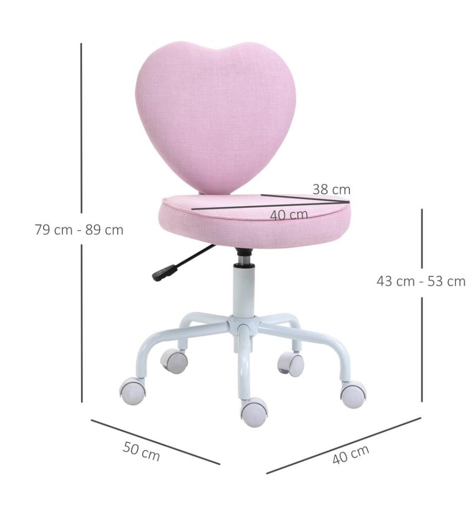 Bürostuhl Herzform Stoffbezug rosa