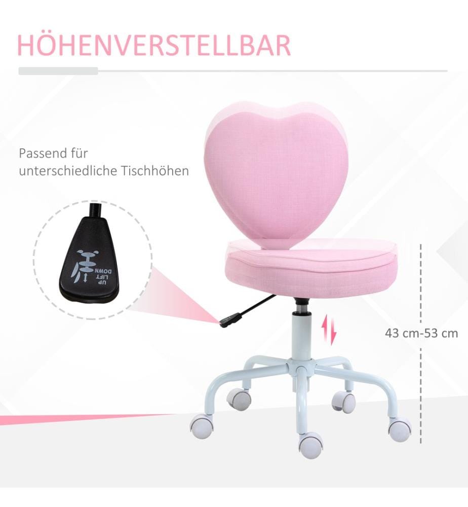 Bürostuhl Herzform Stoffbezug rosa