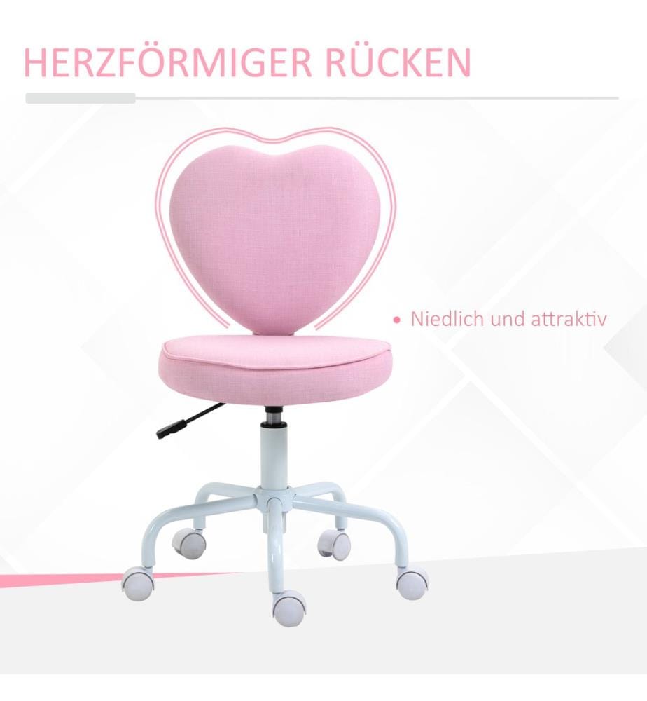 Bürostuhl Herzform Stoffbezug rosa