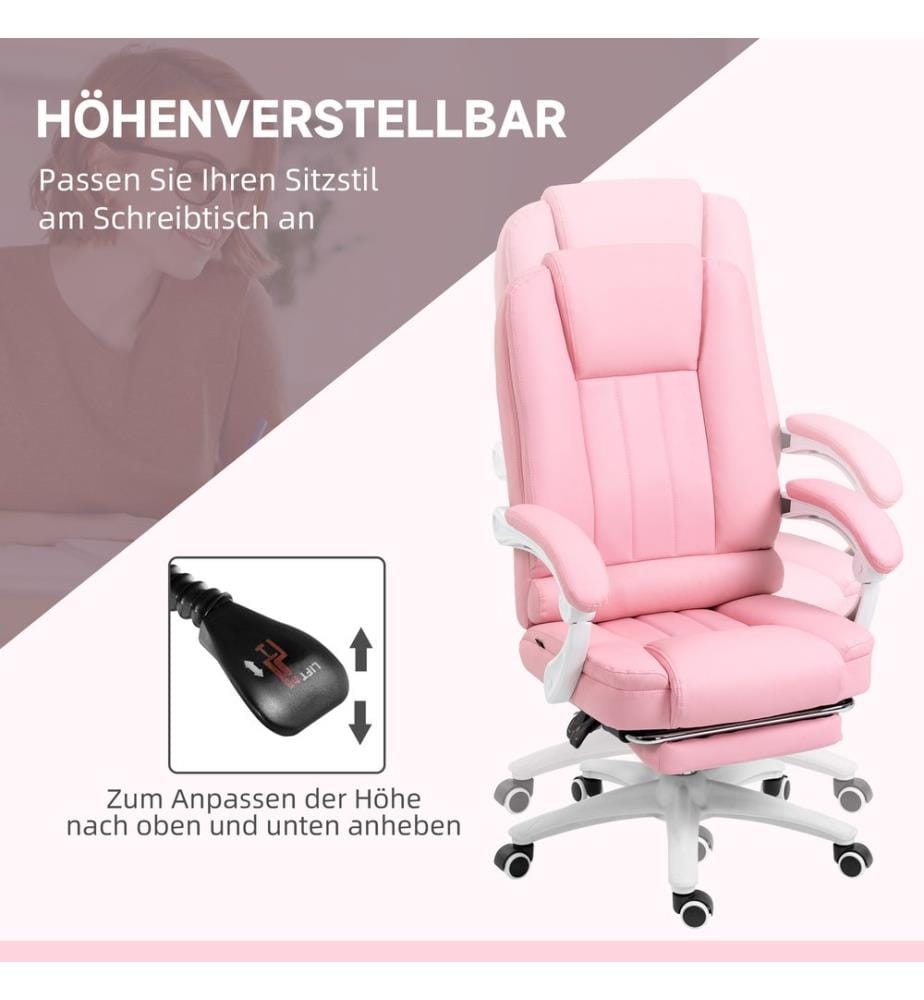 Bürostuhl Schreibtischstuhl Drehstuhl mit Fussstütze Rosa