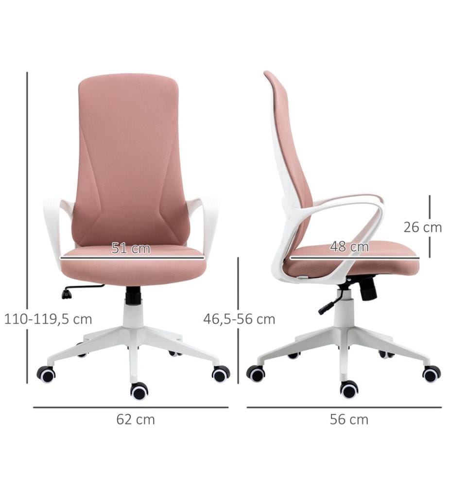 Sedia da ufficio con funzione oscillante, regolabile in altezza, rosa