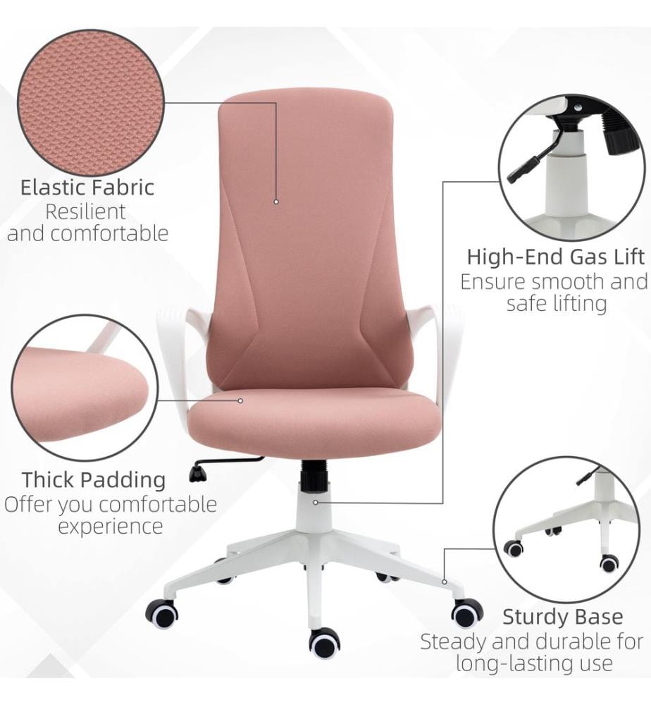 Sedia da ufficio con funzione oscillante, regolabile in altezza, rosa