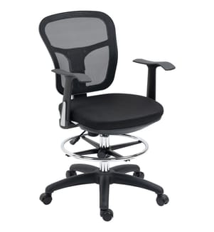 Sedia da ufficio Sedia ergonomica da computer con poggiapiedi in rete, nera