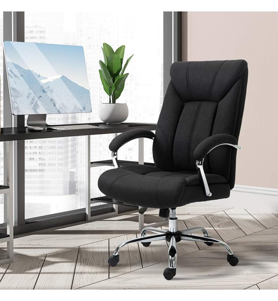 Sedia da ufficio ergonomica con funzione oscillante, nera