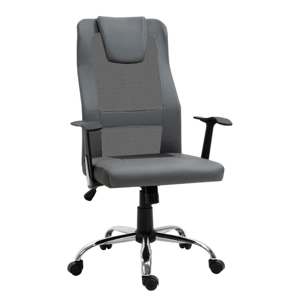 Sedia da ufficio ergonomica in ecopelle grigia 66x73x108-118 cm