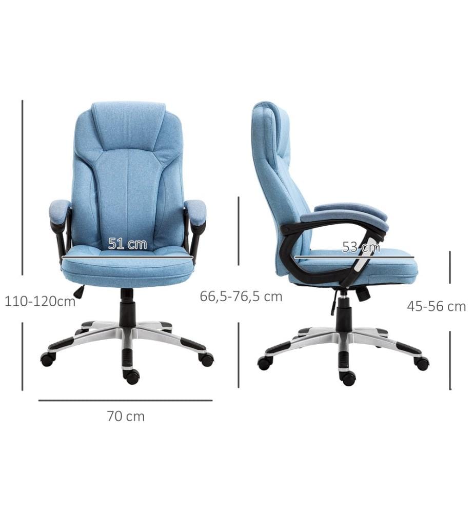 Bürostuhl Wippfunktion mit Kopfstütze ergonomisch Hellblau