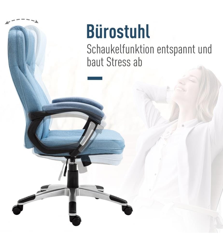 Bürostuhl Wippfunktion mit Kopfstütze ergonomisch Hellblau