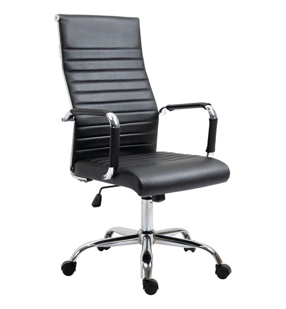 Bürostuhl Wippfunktion gepolstert ergonomisch PU-Leder Schwarz